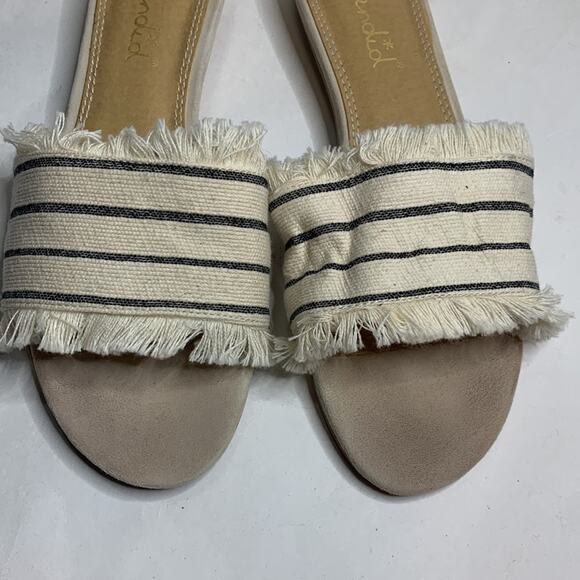 Splendid Cream Fringe Baldwyn Slide Flat Boho Sandals S-100 Size 9 - Picture 3 of 10